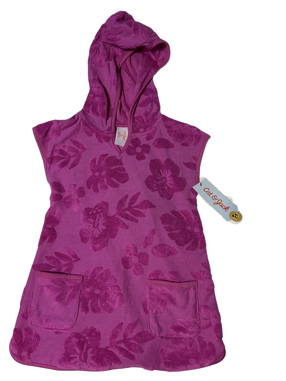 Cat & Jack Girls' Purple Floral Hooded Swim Coverup